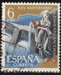 Stamps Spain -  ESPAÑA 1961 1362 Sello XXV Aniv. del Alzamiento Nacional Pantano Central Hidraulica 6p usado