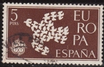Sellos de Europa - Espa�a -  ESPAÑA 1961 1372 Sello Europa CEPT Paloma de la Paz 5p usado