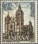Stamps Spain -  ESPAÑA 1964 1542 Sello Nuevo Serie Turistica Paisajes y Monumentos, Catedral León