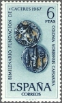 Stamps Spain -  ESPAÑA 1967 1829 Sello Nuevo Fundacion de Caceres Denario Romano c/señal charnela