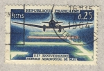 Stamps France -  25 ans service aéropostal de nuit  Avion Douglas DC-3