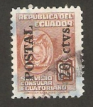 Sellos de America - Ecuador -  servicio consular, impreso postal 20c.