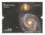 Stamps Portugal -  astronomia, imagen de la galaxia espiral m51