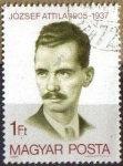 Stamps Hungary -  HUNGRIA Magyar Posta 1980 3427 Sello Personajes Poeta Jozsef Attila usado Scott2646