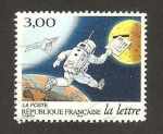 Stamps France -  cosmonauta con una carta