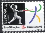 Stamps Spain -  Barcelona´92 III serie Pre-Olímpica. Esgrima.