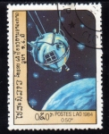 Sellos del Mundo : Asia : Laos : 1984 Dia de la Astronautica: Lunik 1