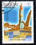 Sellos de Asia - Laos -  1985 10º Aniversario vuelo Apolo Soyuz: Vostok