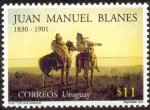 Stamps : America : Uruguay :  LOS DOS CAMINOS OLEO DE JUAN MANUEL BLANES
