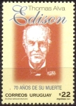 Stamps Uruguay -  THOMAS ALBA EDISON 70 AÑOS DE SU MUERTE