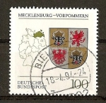 Stamps Germany -  Escudos de Alemania.Federal (DBP)./ Mecklembourg-Pomeraine Occ.
