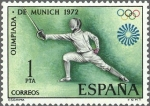 Stamps Spain -  ESPAÑA 1972 2098 Sello Nuevo XX Juegos Olimpicos de Munich Esgrima c/señal charnela