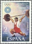 Stamps Spain -  ESPAÑA 1972 2099 Sello Nuevo XX Juegos Olimpicos de Munich Halterofilia c/señal charnela