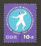 Stamps Germany -  campeonato mundial de pentahlon moderno, esgrima