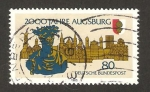 Stamps Germany -  1066 - 2000 años de Augsburg, busto de augusto, escudo y vista de la villa