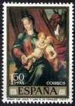 Stamps Spain -  Dia del Sello. Luis de Morales(El Divino). Virgen con Jesús y Juan.