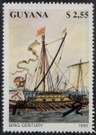 Stamps : America : Guyana :  Barcos
