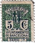 Stamps Spain -  Barcelona. Escudo de la ciudad 1932