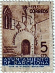 Stamps Spain -  Barcelona. Puerta Gótica del ayuntamiento 1936
