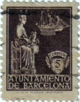 Stamps Spain -  Barcelona. Virgen de la Merced 1939