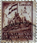 Stamps Spain -  Barcelona. Frontispicio del ayuntamiento 1940