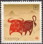 Stamps : America : Canada :  CANADA 2009 Sello Año Chino del Buey usado