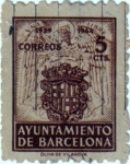 Stamps Europe - Spain -  Barcelona. Escudo nacional y de la ciudad 1944