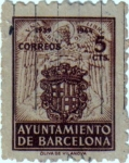 Stamps Spain -  Barcelona. Escudo nacional y de la ciudad 1944