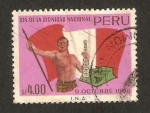 Stamps America - Peru -  dia de la dignidad nacional, indigena abanderado