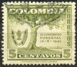 Stamps Colombia -  1ER CONGRESO FORESTAL 12 - X - 1945