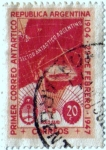 Sellos de America - Argentina -  Primer correo Antártico.1904-22 de febrero-1947