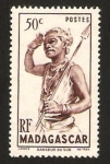 Stamps Madagascar -  303 - bailarín del sur