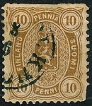 Stamps Europe - Finland -  Escudo.Valor en pennia-penni