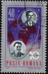Sellos de Europa - Rumania -  1967 10 Aniversario Spoutnik 1: Nikolaiev - Popovich
