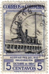 Sellos de America - Colombia -  Acerias paz del rio. Inauguración octubre 1954