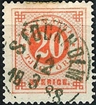 Stamps Sweden -  Tipo de 1872-85 (cifra y emblema con una trompeta postal impresa en el dorso)