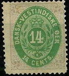 Stamps America - Danish West Indies -  Cifra filigrana