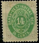 Stamps Danish West Indies -  Cifra filigrana