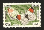 Stamps Lebanon -  mariposa aurore