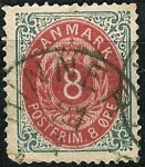Stamps : Europe : Denmark :  Tipo de 1870, valor en ÖRE