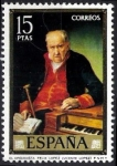 Stamps Spain -  Dia del Sello. Vicente López  Portaña. El organista Félix López.