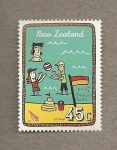 Stamps New Zealand -  Un día en la playa