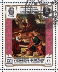 Sellos del Mundo : Asia : Yemen : 1969 Vida de Cristo: La samaritana en el pozo. Moretto da Brescia