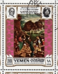 Stamps : Asia : Yemen :  1969 Vida de Cristo: La vocacion del hijo de Zebedeo. Marco Basaiti