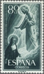 Stamps Spain -  ESPAÑA 1957 1208 Sello Nuevo Santa Margarita Maria de Alacoque 80cts c/trazas oxido