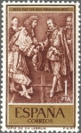 Stamps Spain -  ESPAÑA 1959 1249 Sello Nuevo Cent. Paz de los Pirineos Tapiz Lebrun 1pta c/trazas oxido