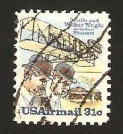 Stamps United States -  orville y wilbur wright, pioneros de la aviacion