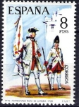 Stamps Spain -  Uniformes militares. Abanderado del Regimiento de Zamora, año 1739