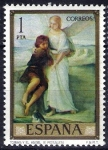 Stamps Spain -  Dia del Sello. Eduardo Rosales y Martín. Tobías y el Angel.