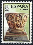 Stamps Spain -  Navidad 1974. Adoración de los Reyes, Valcobero.